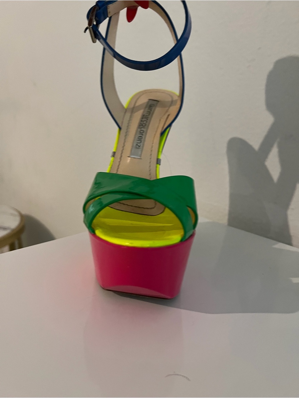 Women's Multicolor Patent Platform Sandal - Blue, Green, Pink Gianmarco Lorenzi - Picture 6 of 9